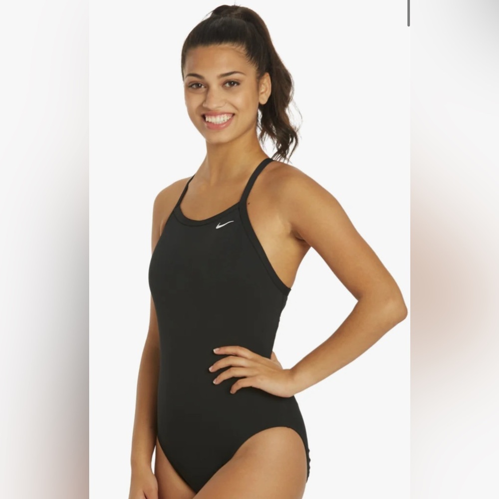The Nike Women's HydraStrong Solid Poly Racer Back One Piece Swimsuit size 32